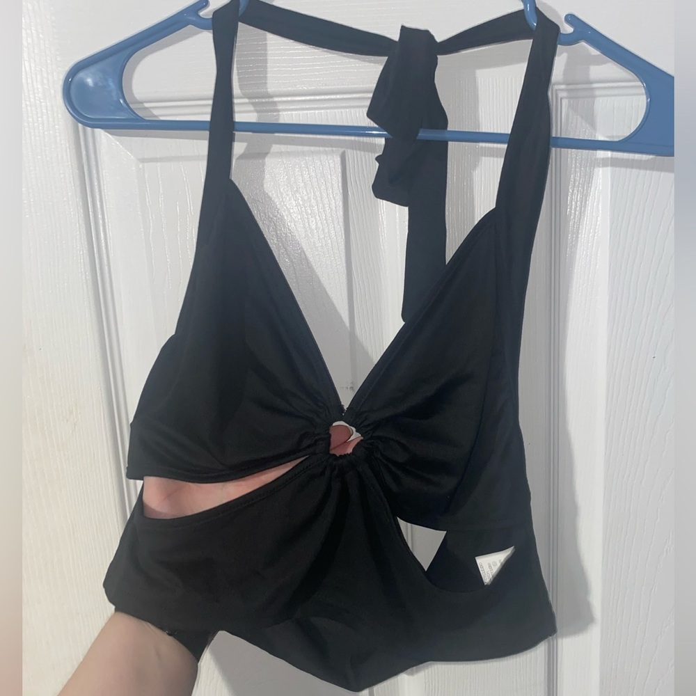 Cropped Halter Top with Cutouts